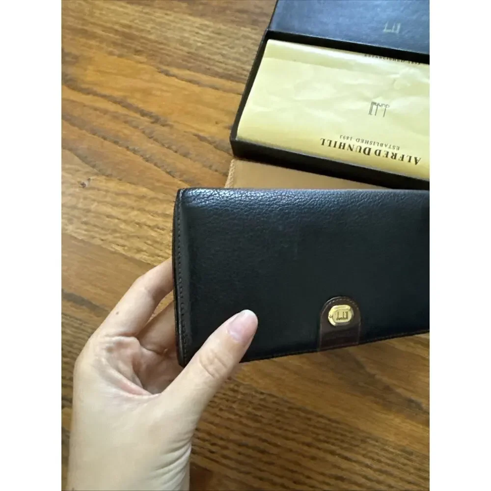 Vintage ALFRED DUNHILL Long Leather Wallet with ID Window - Boxed